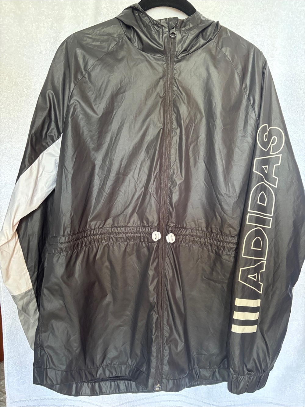 adidas Black Jacket with White Logo and Stripes